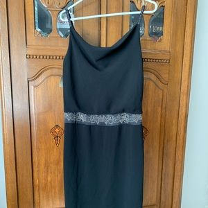 Ann Taylor LOFT Black Crepe Beaded Dress
